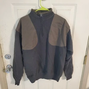 Beretta Mens Large Wind Stop Lined 100% Wool Shooting Sweater Shoulder Pads - Picture 1 of 4