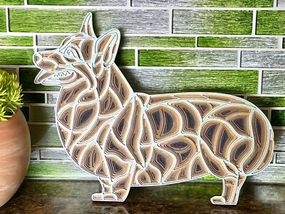 Corgi perro mandala 12 capas arte de pared imagen 3D regalo único 🎁regalo de cumpleaños Foto 1 de 4