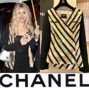 Chanel Vintage 2000 Black Sequin Tweed Jacket 34 36 2 4 6 Top Shirt Coat Vtg S M - Picture 1 of 24