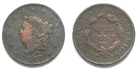 X4624  1817 Coronet Head Large Cent, Fine details Cover