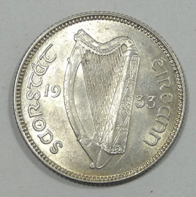 1933 IRELAND Silver Shilling Nice ALMOST UNCIRCULATED - Image 1 of 4