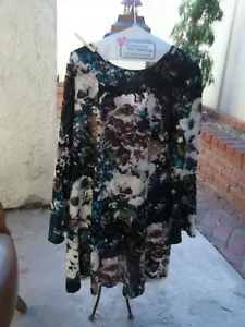 Vestido ECI New York Damas Púrpura/Azul/Negro Mangas Largas Talla 14, Nuevo con Etiquetas - Imagen 1 de 8