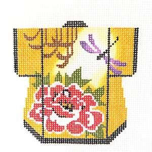 Lee Designs Peony Dragonfly Petite Kimono Needlepoint Canvas Hand Painted 18ct - Picture 1 of 4