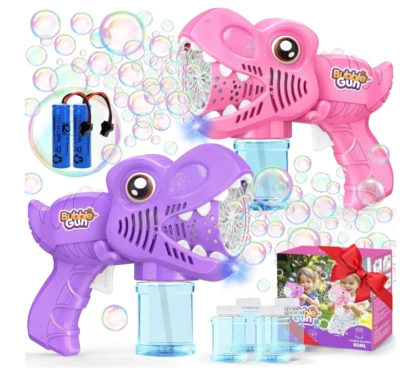 Игрушки для девочек детей от 3 до 8 лет: пузырьковый пистолет для детей 2 перезаряжаемых Dino Bubble - Изображение 1 из 4