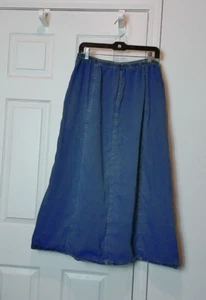 Vintage Kayo Denim Skirt Pull On Elastic Waist Modest No Slit Lightweight sz lg - Picture 1 of 2