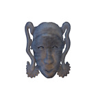 Handcrafted Haitian Metal Art, Young Girl with Pigtails Wall Mask, Eco-Friendly
