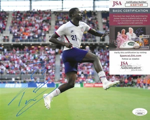 Foto firmada por Timothy Weah de 8x10 con certificado de autenticidad JSA #AX07549 USMNT Tim Juventus George - Imagen 1 de 2