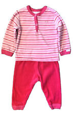 NWT Coccoli Baby Girls' Size 9 Months Soft Velour Striped Top & Pant 2PC Set