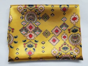 1Yard Vintage Patchwork Fabric Satin Charmeuse Material For Gown Scarf - Picture 1 of 12