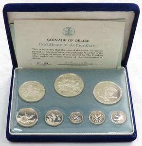 1974 BELIZE FULL SILVER 8 COIN GEM PROOF SET ORIGINAL BOX & COA KM#PS2 - Picture 1 of 4
