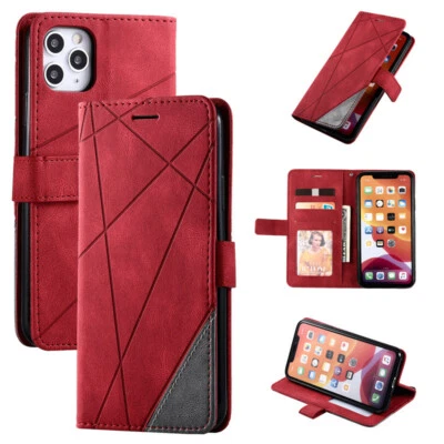 Splice Leather Wallet Flip Case Cover For iPhone 13 Pro 12 XR XS Max X 7 8 Plus - Image 1 of 4
