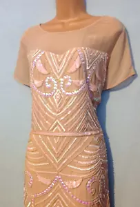 JOANNA HOPE (22) Peach Bead & Sequined, Stretch, Cocktail Dress /Weddings/Cruise - Picture 1 of 10