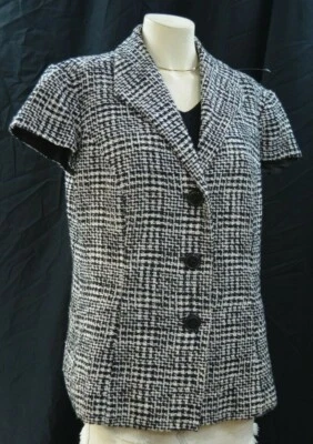 Coldwater Creek CWC Chaqueta Traje Blazer Abrigo Ligero Tweed B&W Manga Corta 20W NUEVO Foto 1 de 4