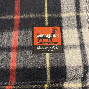 Swiss Link Classic Wolldecke 5 x 7 Fuß Neu ohne Etikett blau rot gelb kariert - Bild 1 von 4