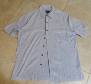 Caribbean Joe Men XL Lightweight Blue 100% Silk SS Beach Vacation Relaxing Shirt - Picture 1 of 5