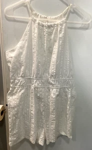 Target Art Class Girl's White Eyelet Romper XXL (18) Keyhole Back Pockets NWT - Picture 1 of 5