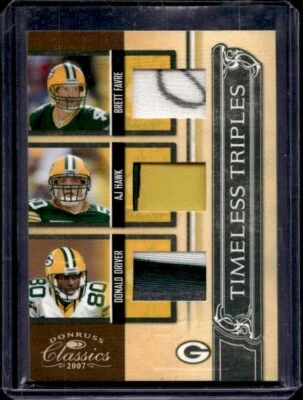 2007 Donruss Classics Timeless Brett Favre AJ Hawk Donald Driver Jersey 1/1 #TT7 - Image 1 of 2