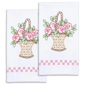 Kit de toallas de mano bordadas estampadas cesta de rosas Jack Dempsey hágalo usted mismo - Imagen 1 de 2