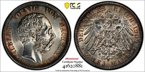German States SAXONY-ALBERTINE 1902 E 2 Mark PCGS UNC DETAILS KM# 1255 (81) - Picture 1 of 4