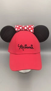 Disney Minnie Mouse Cap Hat Adult Ears Bow Snapback Adjustable Red, Black, White - Picture 1 of 7