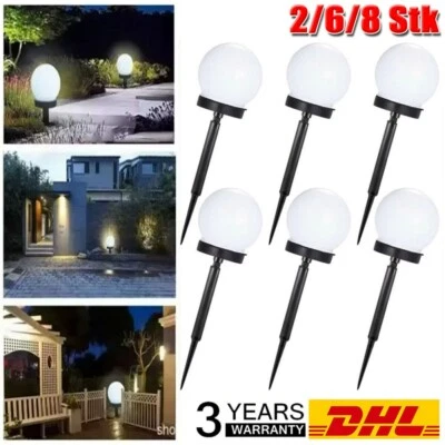 2-8 Set LED Solar Leuchten Garten Beleuchtung Außen Kugel Lampen Terrassen Licht - Bild 1 von 4