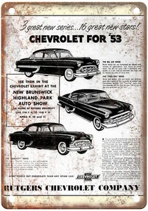 Insegna Metallo - Pubblicità Auto Chevrolet 1953 - Riproduzione Look Retrò A10639 - Foto 1 di 2