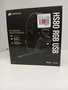Corsair HS80 RGB USB Wired Gaming Headset, Black MIC DOESN'T WORK - Picture 1 of 9