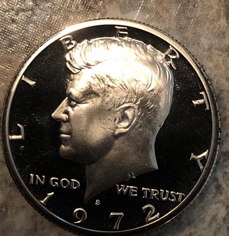 1972 - S Kennedy Half Dollar Proof Clad Gem Cameo  Beauty     Free    Shipping Cover