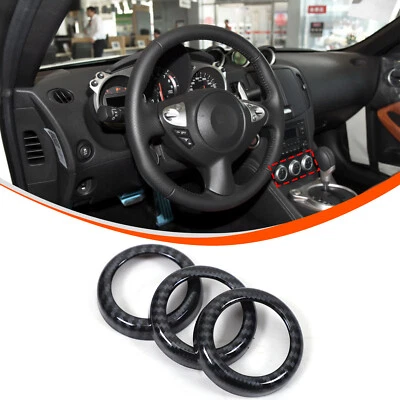 For Nissan 370Z 2009-2020 Center Control Knob Trim Cover Carbon Fiber ABS US Foto 1 de 4