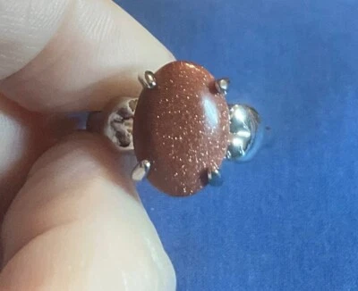 Anillo CUARZO AVENTURINA, tamaño 9 1/2, piedra dorada natural, corazón en banda Foto 1 de 4