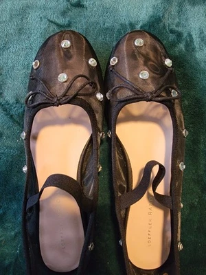 Loeffler Randall: Leonie черный/хрустальный балет плоский. Размер 7,5, но подходит как 8! - Изображение 1 из 4