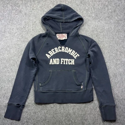 Sudadera con Capucha Abercrombie And Fitch Para Mujer Grande Azul A&F Distressed Sudadera con Capucha Foto 1 de 4