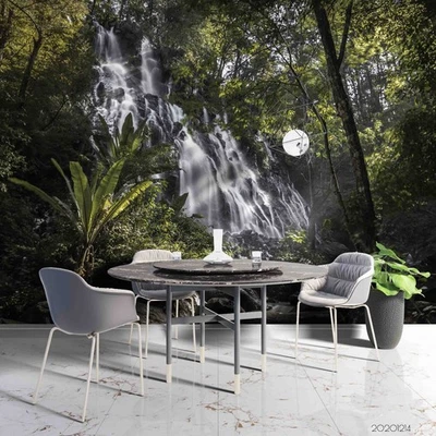 Murales de pared de paisaje cascada de bosque 3D papel tapiz murales pegatina de pared Foto 1 de 4