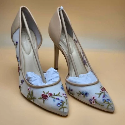 Jessica Simpson Prizma D'Orsay Pumps Floral Embroidered Mesh NIB Womens 9.5 [T58 - Image 1 of 4