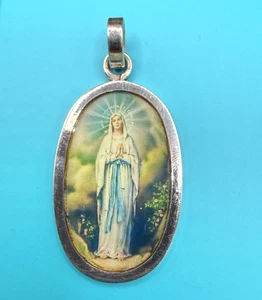 Our Lady of Lourdes Christian Catholic Sterling Silver Pendant Mexico 925 SIGNED - Picture 1 of 7