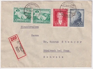 Bizone Mi.nr. 108 - 110 Goethe On R-Letter Frankfurt High - Hünibach Thun 1949 - Picture 1 of 2