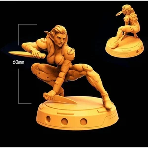 60mm 3D Print Cyberpunk Model Kit Beautiful Girl Woman Elf Unpainted - Picture 1 of 4