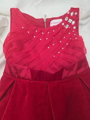 American Girl CHILD size 6 "Tis The Season" Red Holiday Dress ~ Needs Hemmed - Image 1 of 4