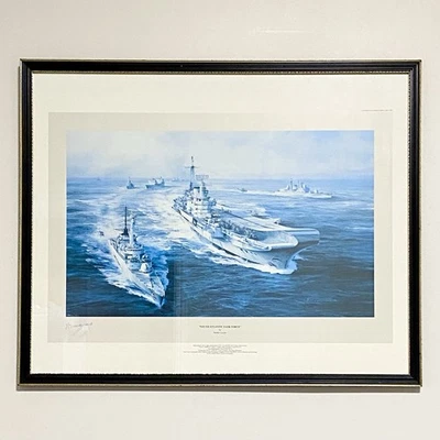 Vintage South Atlantic Task Force Art Print Painting Robert Taylor Signed Rare - Image 1 of 4