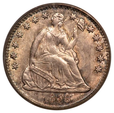1858 H10C Liberty Seated Half Dime PCGS OGH MS65 (CAC) - Image 1 of 3