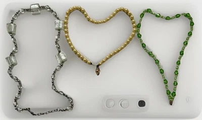 Collane Tre Collane Vintage Eleganti Di Quarzo Argento, Verde E Gialla Per Donna - Immagine 1 di 4