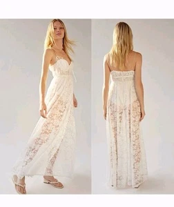 For love and Lemons Lorena Maxi dress bustier white lace  Romantic Coquette NWT - Picture 1 of 13