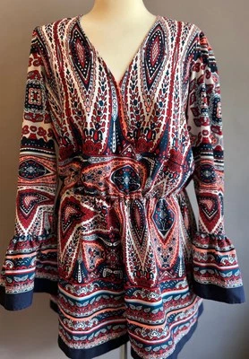 Mini Vestido Marca GB Paisley Manga Larga - Talla L Foto 1 de 4