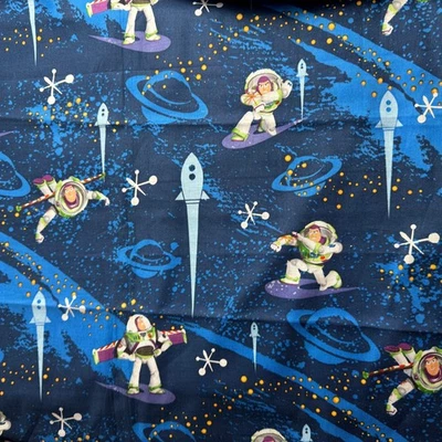 Disney Toy Story Buzz Lightyear Space Blue 17"x44"  Cotton Quilt Fabric OOP #16 - Image 1 of 3