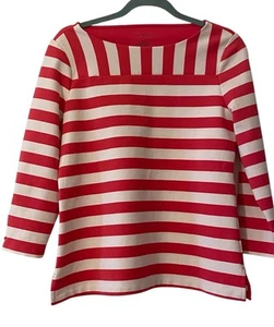 Talbots Medium Top rosa weiß gestreift 3/4 Ärmel Reißverschlüsse U-Boot-Ausschnitt - Bild 1 von 6