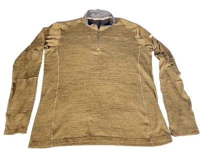 Kuhl Shirt Pullover Quarter Zip Brown Grey Black Size Large Finger Holes - Image 1 of 4
