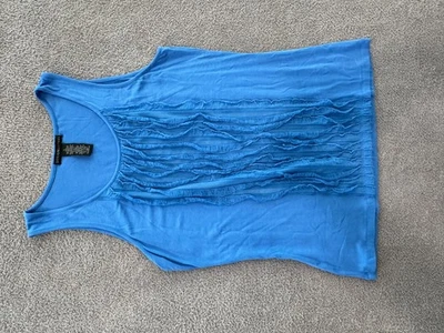 Camiseta sin mangas Design History para mujer talla L azul cielo con volantes delanteros suave tejido elástico Foto 1 de 3