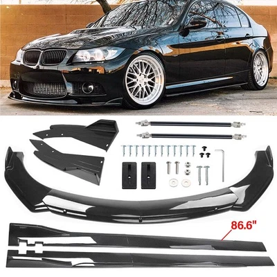 Carbon Fiber Front Bumper Lip Side Skirt/Strut Rod For BMW E90 E92 E93 325i 335i - Image 1 of 4