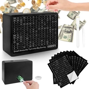 Wooden Money Box with 10 Saving Targets, White One Piece Cash Vault Wooden Sa... - Picture 1 of 7