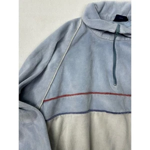 Vintage Mervyn's Men's Collection Blue Velour Pullover Quarter Zip Sweatshirt - Picture 1 of 5